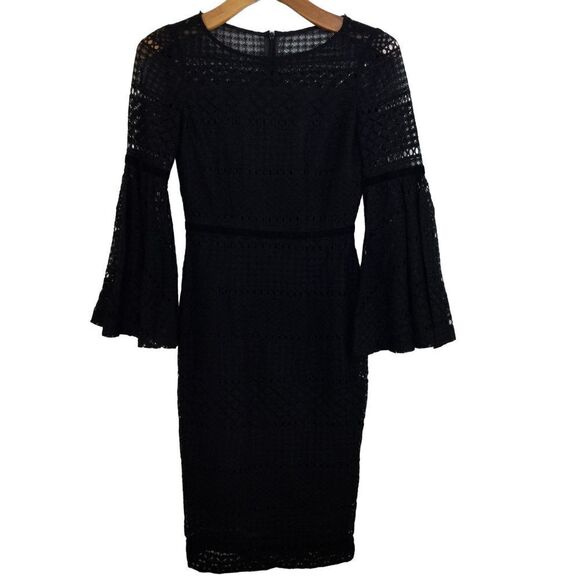 ANTONIO MELANI Dresses & Skirts - Antonio Melani Women Alfa Lace Bell Sleeve Cocktail Party Dress Black Size 0 NWT
